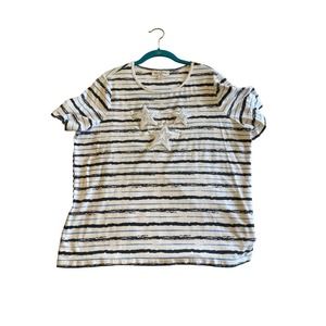 Stars and Stripes Top 1X Short Sleeve Americana, Patriotic 4th of July Summer